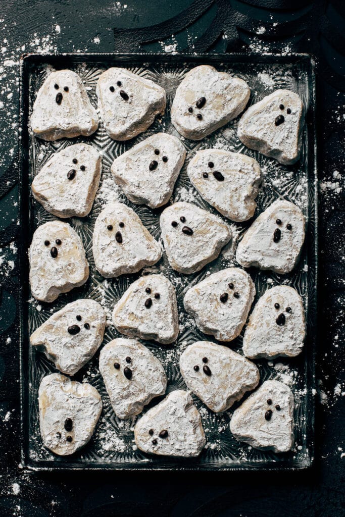 overhead shot of ghost cookies