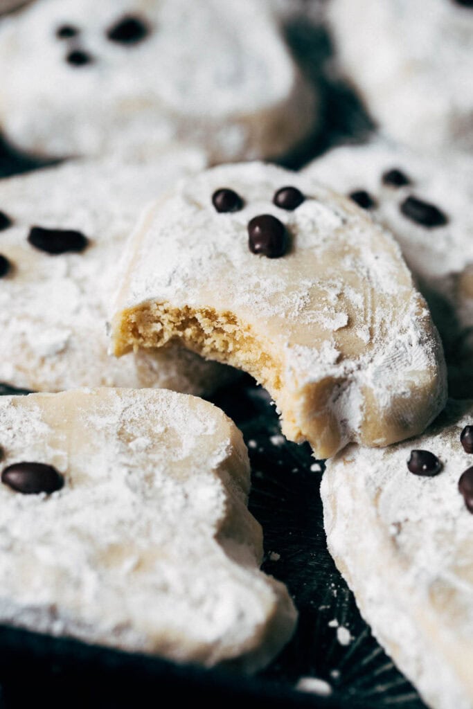 inside a shortbread ghost cookie