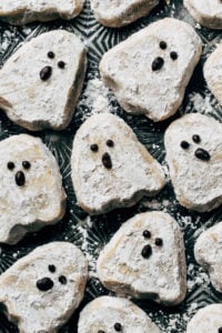 overhead shot of slice and bake ghost cookies