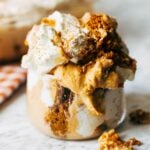 pumpkin bread pudding in a parfait glass