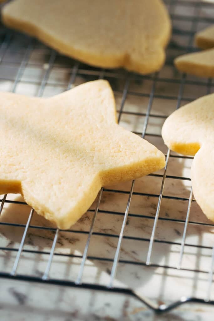 process shot of baked cut out sugar cookies