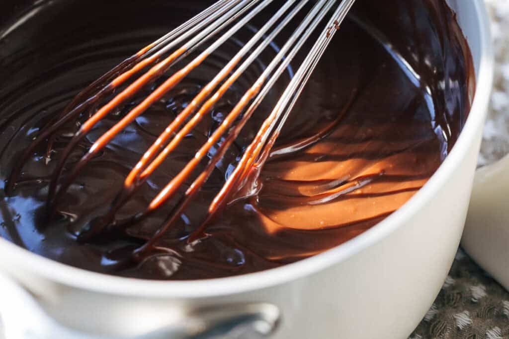 process shot mixing chocolate pudding