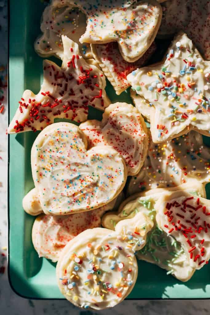 cut out sugar cookies with cream cheese frosting