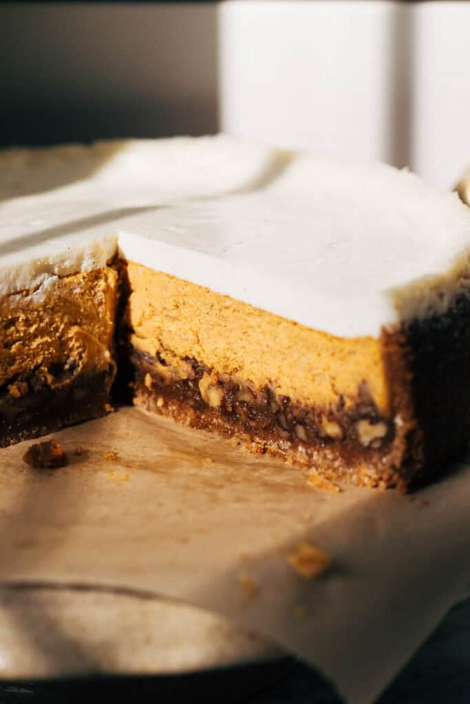 inside pumpkin pecan pie cheesecake