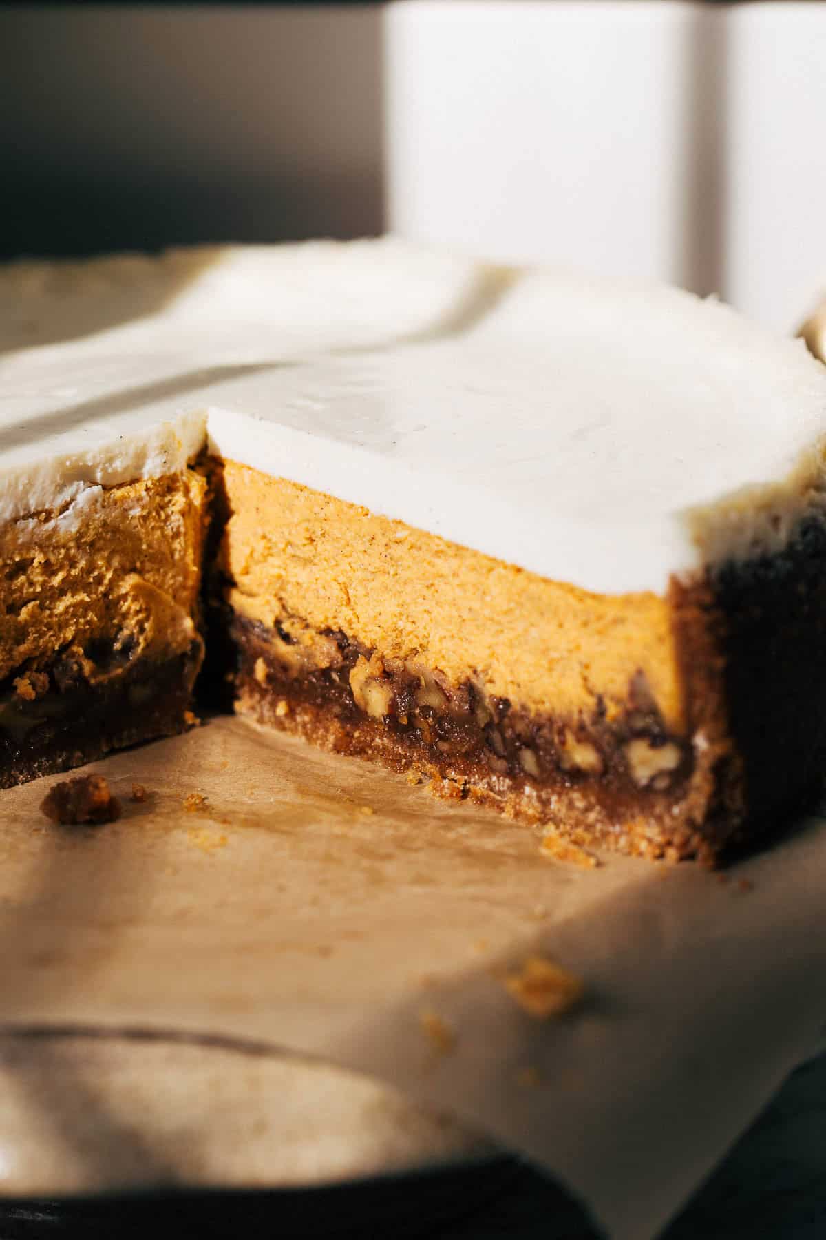 inside pumpkin pecan pie cheesecake