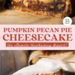 pumpkin pecan pie cheesecake slice