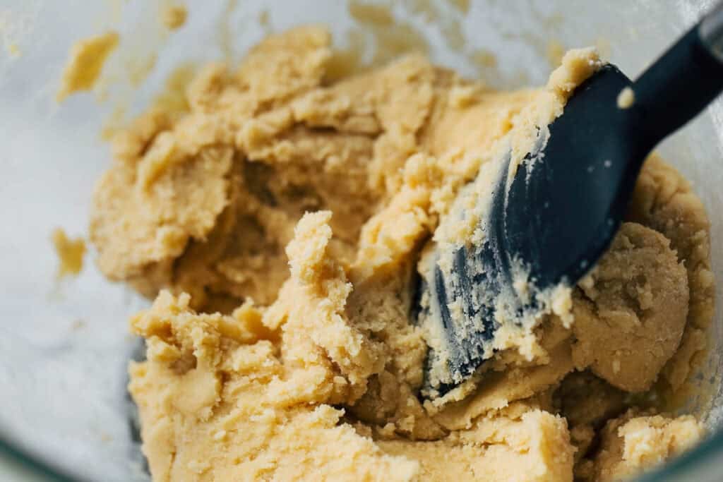 process shot mixing shortbread cookie dough