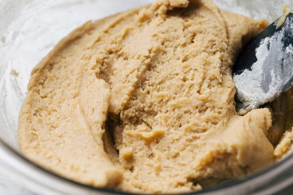 process shot mixing vanilla bean sugar cookie dough