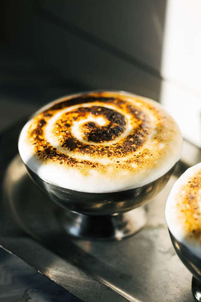 close up on toasted marshmallow lava cake