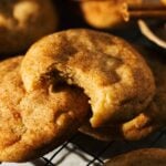 bite shot of a snickerdoodle cookie