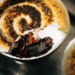 inside a toasted marshmallow lava cake