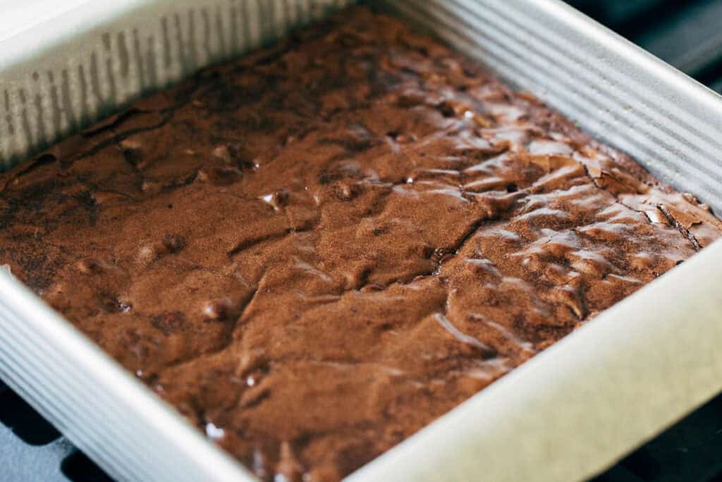 the top of freshly baked brownies