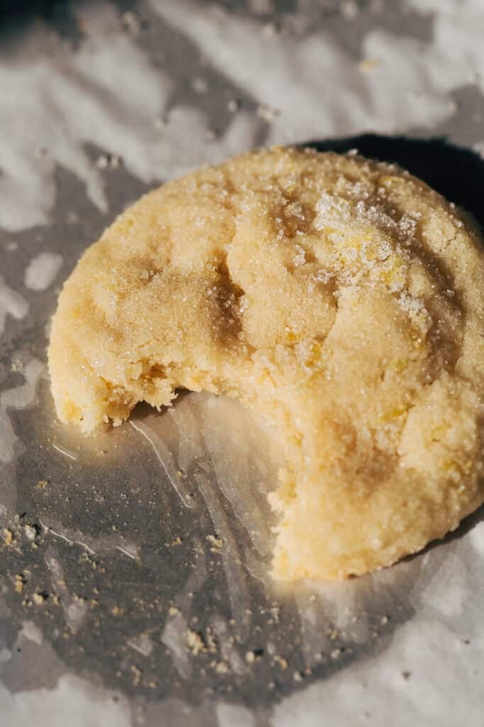 bite shot of lemon sugar cookie