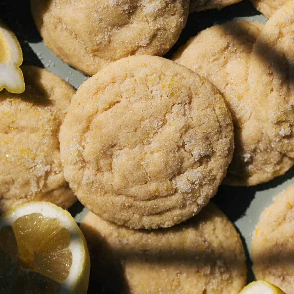 overhead shot of lemon sugar cookie