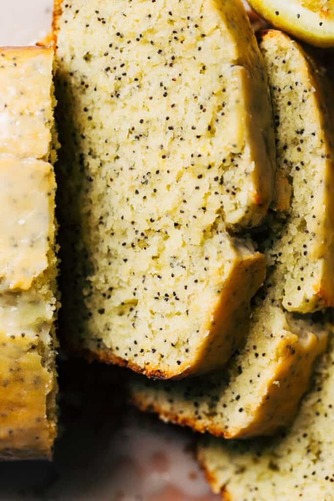 sliced lemon poppy seed bread