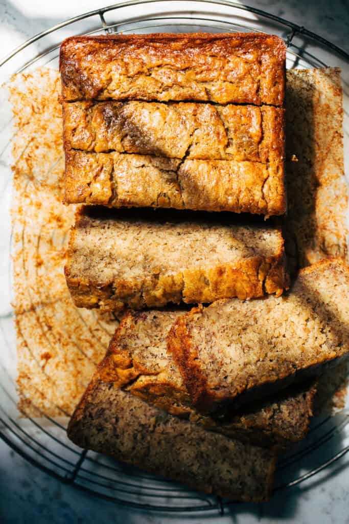 sliced banana bread