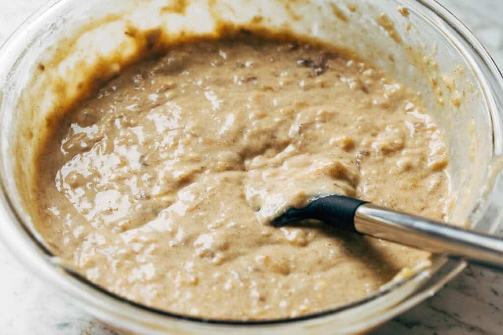 process shot mixing banana bread batter