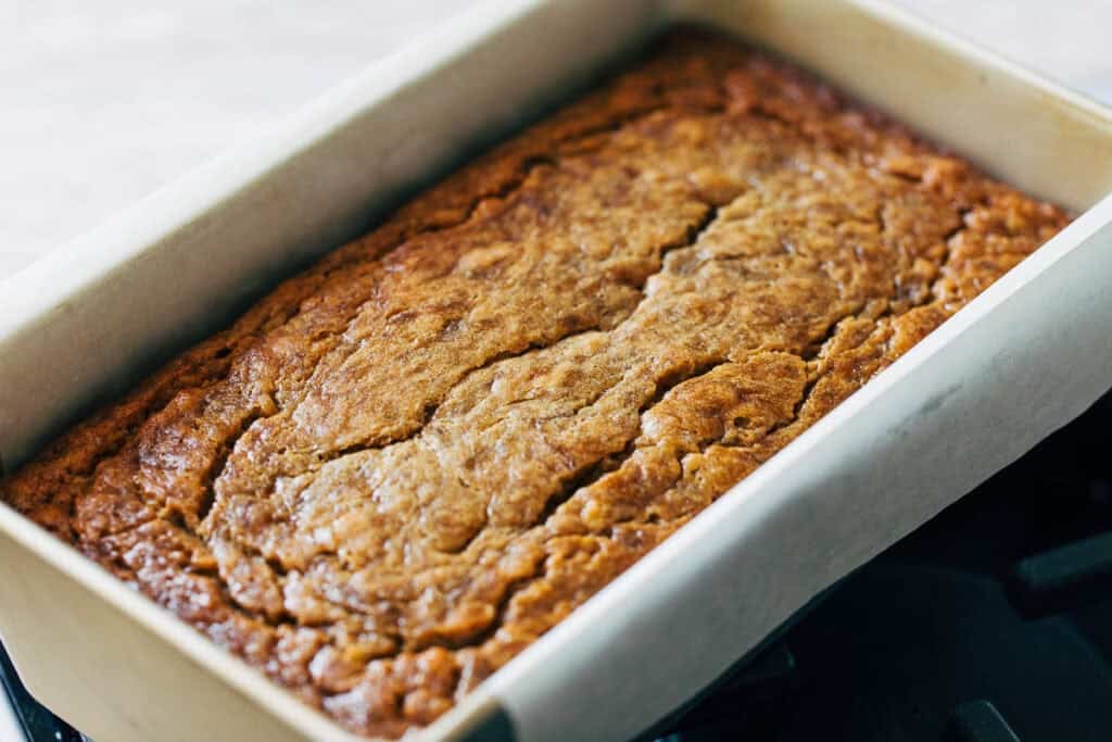process shot of cooled banana bread