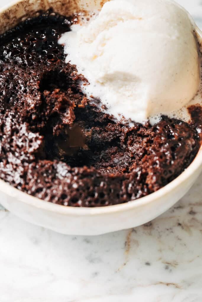 inside chocolate mug cake