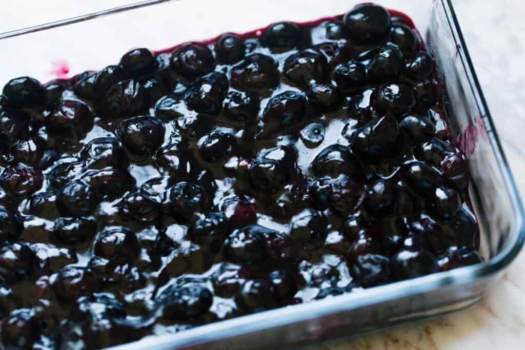 process shot of blueberry filling