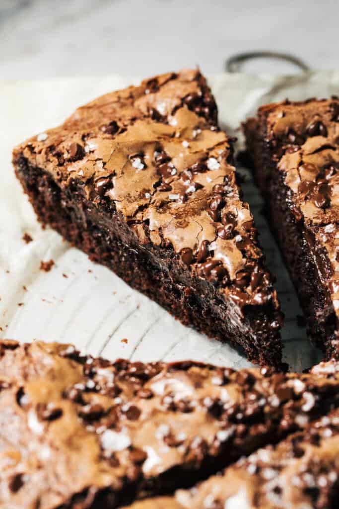 slice of brownie batter butter cake