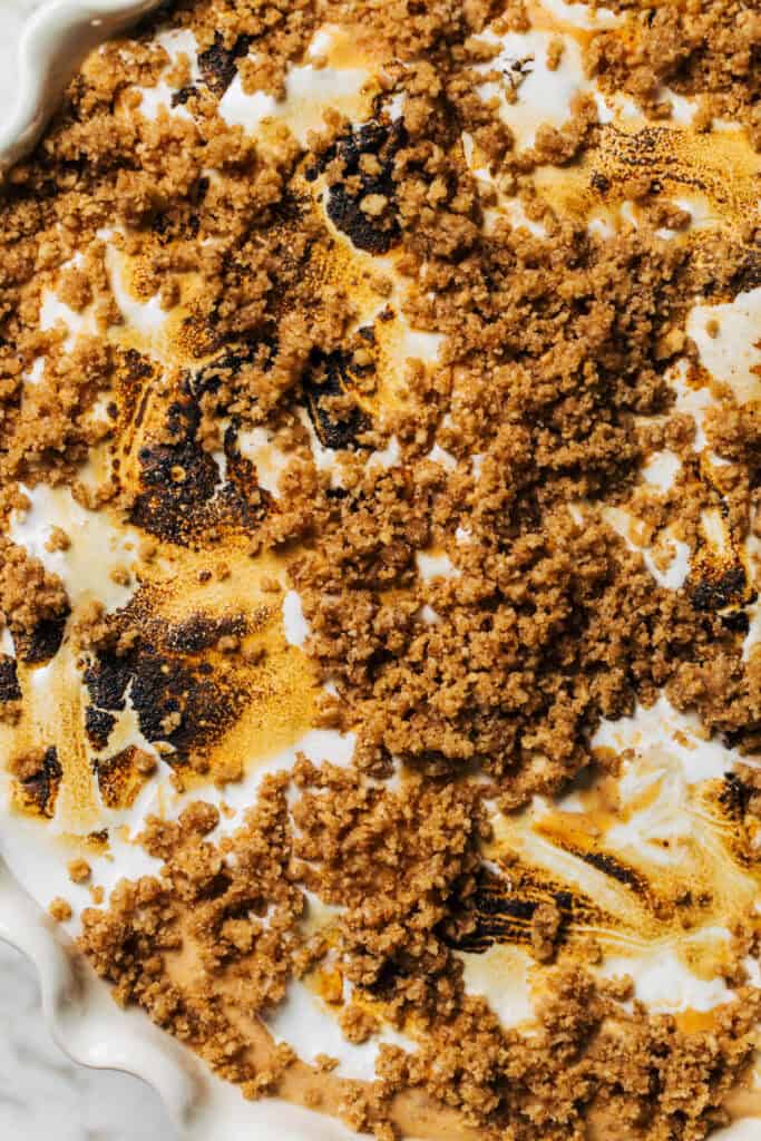 close up on toasted marshmallow pumpkin ice cream