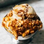 scoop of salted caramel cheesecake