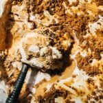 scooping toasted marshmallow pumpkin ice cream