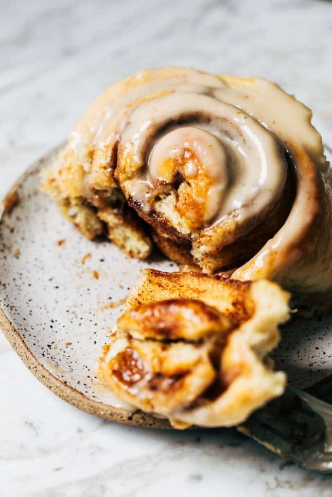 inside a maple cinnamon roll